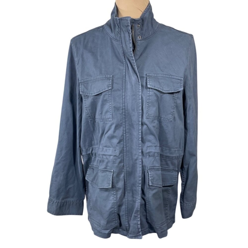 Time And Tru Utility Jacket Field Coat Grey Size S Small Full Zip Mock Neck